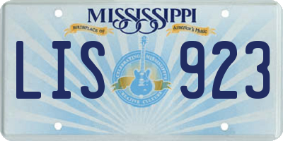 MS license plate LIS923