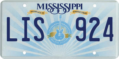 MS license plate LIS924