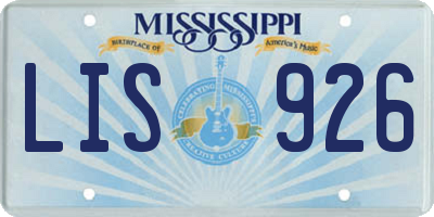 MS license plate LIS926