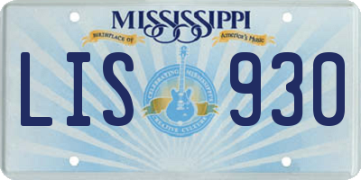 MS license plate LIS930