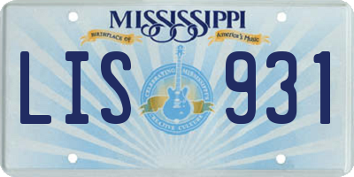 MS license plate LIS931