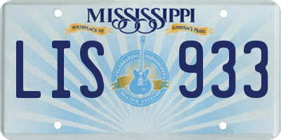 MS license plate LIS933