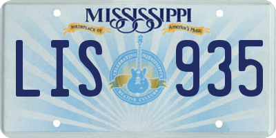 MS license plate LIS935