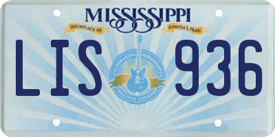 MS license plate LIS936