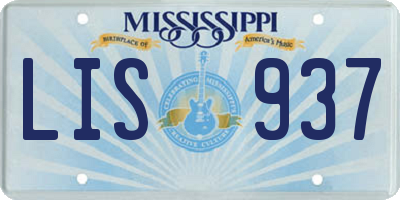 MS license plate LIS937