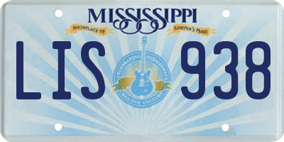 MS license plate LIS938