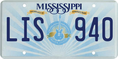 MS license plate LIS940