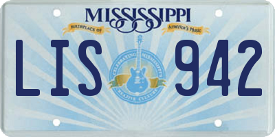 MS license plate LIS942