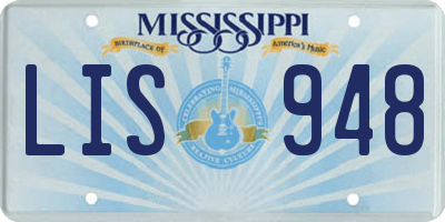 MS license plate LIS948