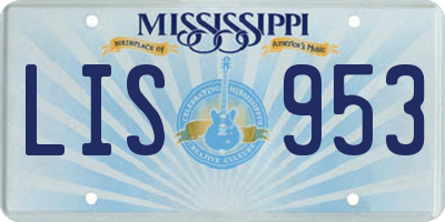 MS license plate LIS953