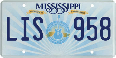 MS license plate LIS958