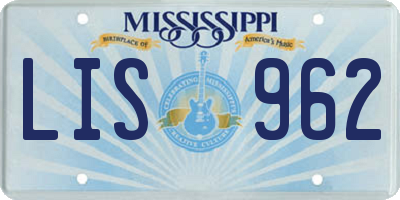 MS license plate LIS962