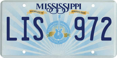 MS license plate LIS972