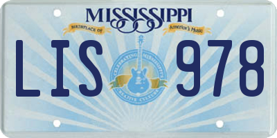 MS license plate LIS978