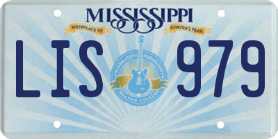MS license plate LIS979