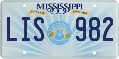 MS license plate LIS982
