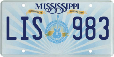 MS license plate LIS983