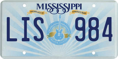 MS license plate LIS984