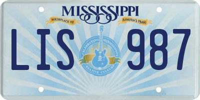 MS license plate LIS987