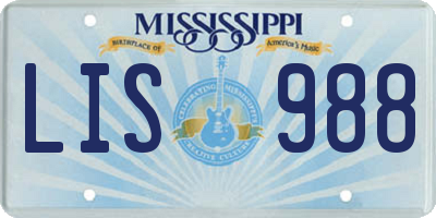 MS license plate LIS988
