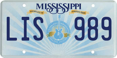 MS license plate LIS989