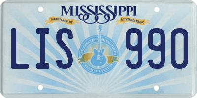 MS license plate LIS990