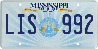 MS license plate LIS992