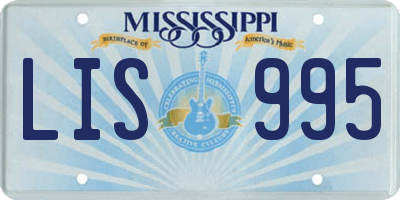MS license plate LIS995