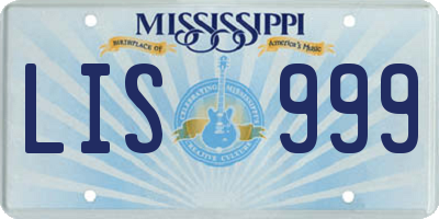 MS license plate LIS999
