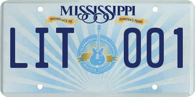 MS license plate LIT001