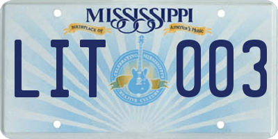 MS license plate LIT003