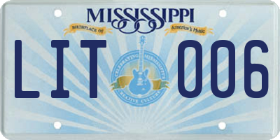 MS license plate LIT006