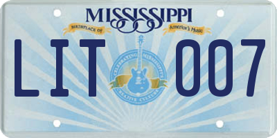 MS license plate LIT007