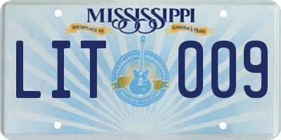 MS license plate LIT009