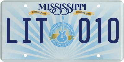 MS license plate LIT010