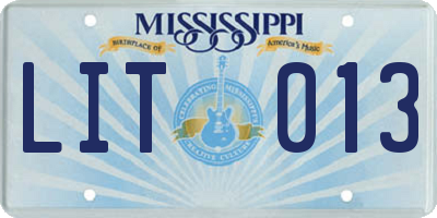 MS license plate LIT013