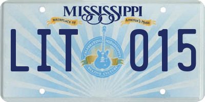 MS license plate LIT015