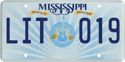 MS license plate LIT019