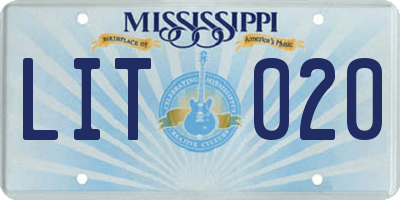 MS license plate LIT020