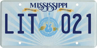 MS license plate LIT021