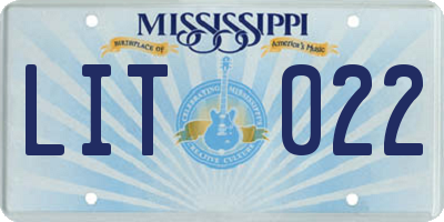 MS license plate LIT022