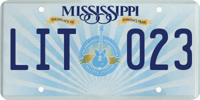 MS license plate LIT023