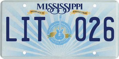MS license plate LIT026