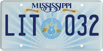 MS license plate LIT032