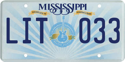 MS license plate LIT033