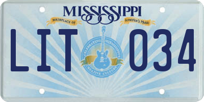 MS license plate LIT034
