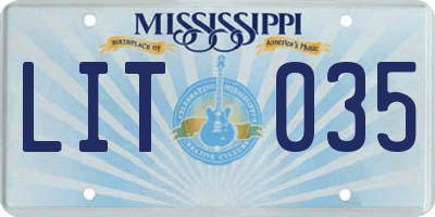 MS license plate LIT035