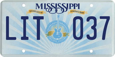 MS license plate LIT037