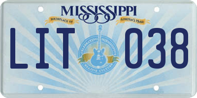 MS license plate LIT038