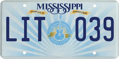 MS license plate LIT039